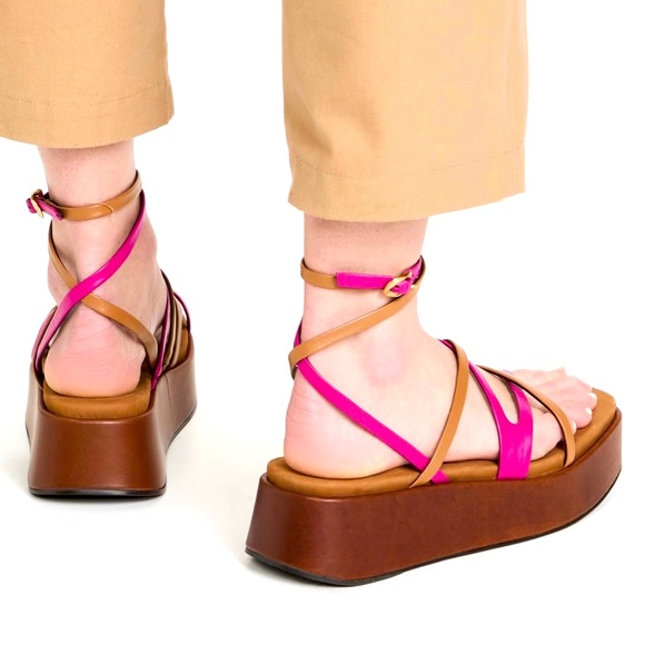 Rag & Bone Logan Platform sandal!   Size 9. Tan and Fuchia. NEW-Never been worn! - Picture 3 of 12